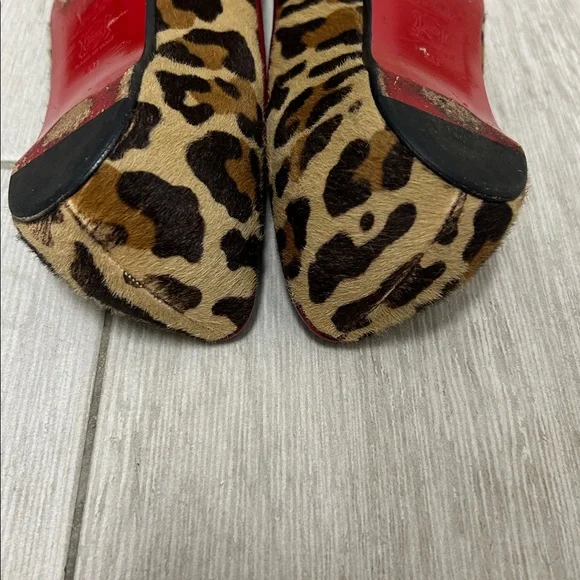 Christian Louboutin Red and Leopard Print Flats    Size 10 - Picture 9 of 13